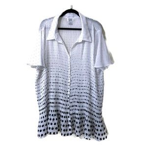 Only Necessities 4X Black Polka Dot Sheer Blouse